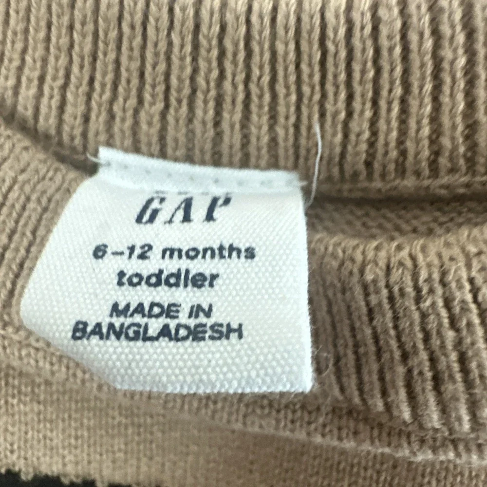 Baby GAP‎ VTG Fire Truck Knit Sweater Fire Engine Tan Toddler 6-12 M